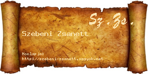 Szebeni Zsanett névjegykártya